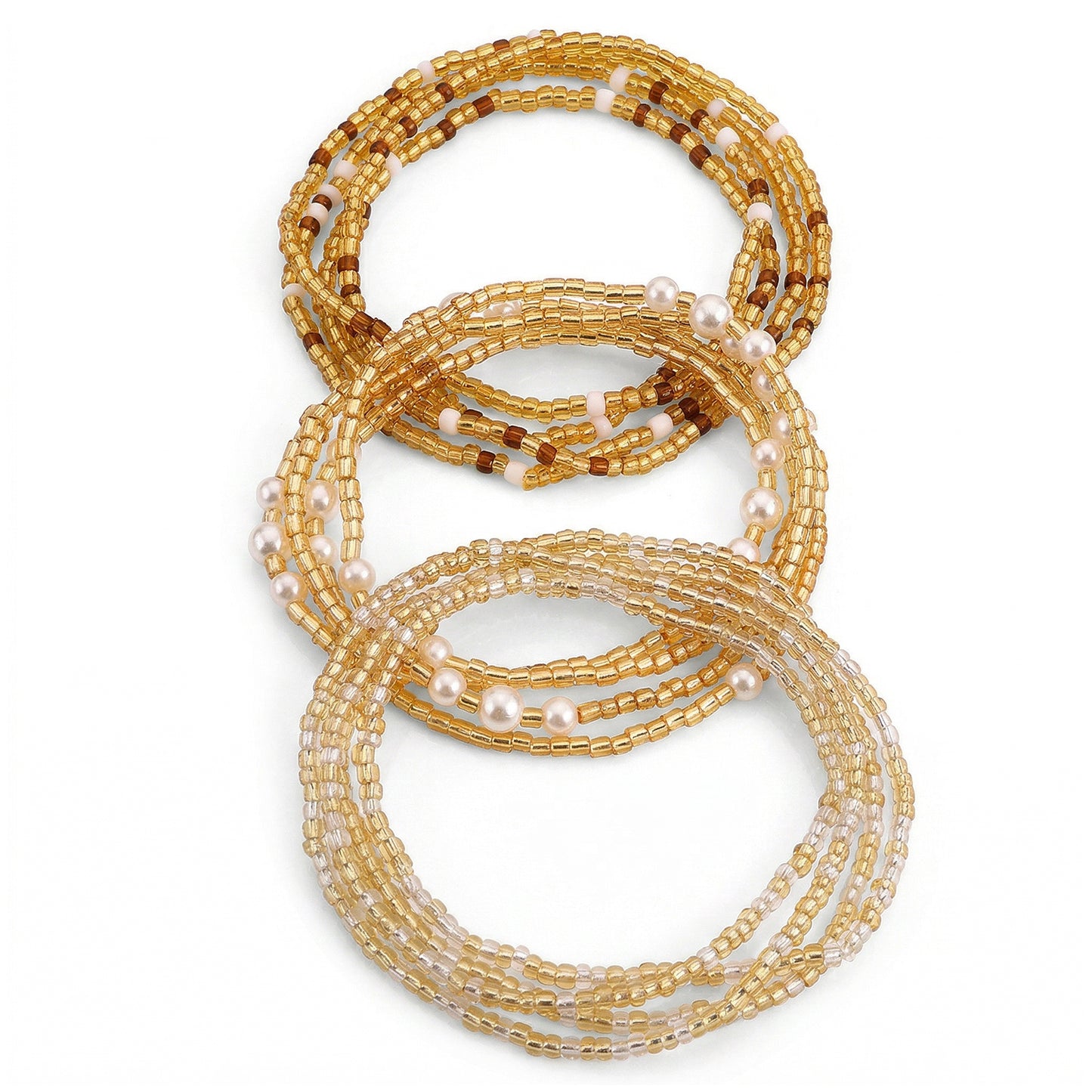 3Pcs Waist Beads for Women, Elastic Belly Beads African Waist Chains Set for Belly Necklace Stomach Chain