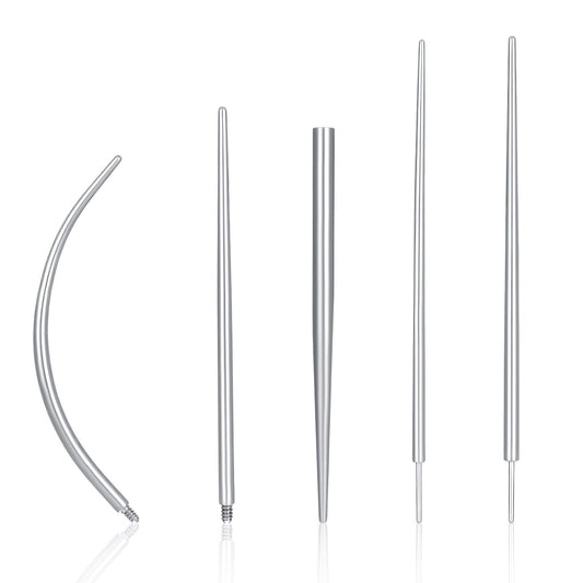 Tucnoeu 5pcs Stainless Steel Piercing Taper,14G 16G 18G 20G Threadless Insertion Pin,Push in Body Piercing Kit Assistant Tools,Flat Back Earring Applicator Tool for Women Men Ear,Nose,Navel