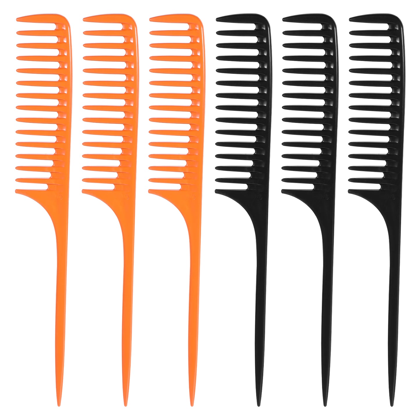 6Pcs Anti-Static Rat Tail Comb,Wide Tooth Parting Comb, Pin Tail Comb Hair Comb, Highlighting Comb for Men Women Hair Mottling And Dyeing Styling (3Black and 3Yellow)