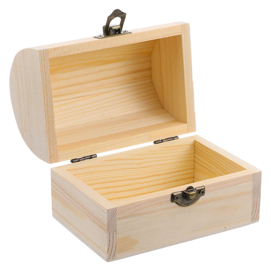 Yolev Unfinished Wood Box Vintage Wooden Box with Hinged Lid and Locking Clasp Decorative Treasure Chest Box Plain Wooden Chest Box for Art Hobbies DIY Craft Jewelry Gift Storage