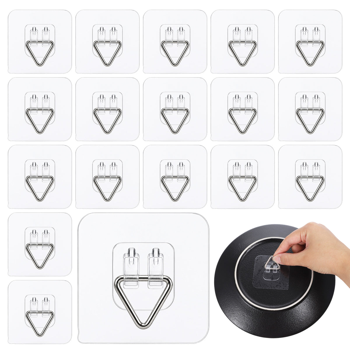 18Pcs Adhesive Plate Hangers for The Wall, 2.24in Invisible Picture Hangers