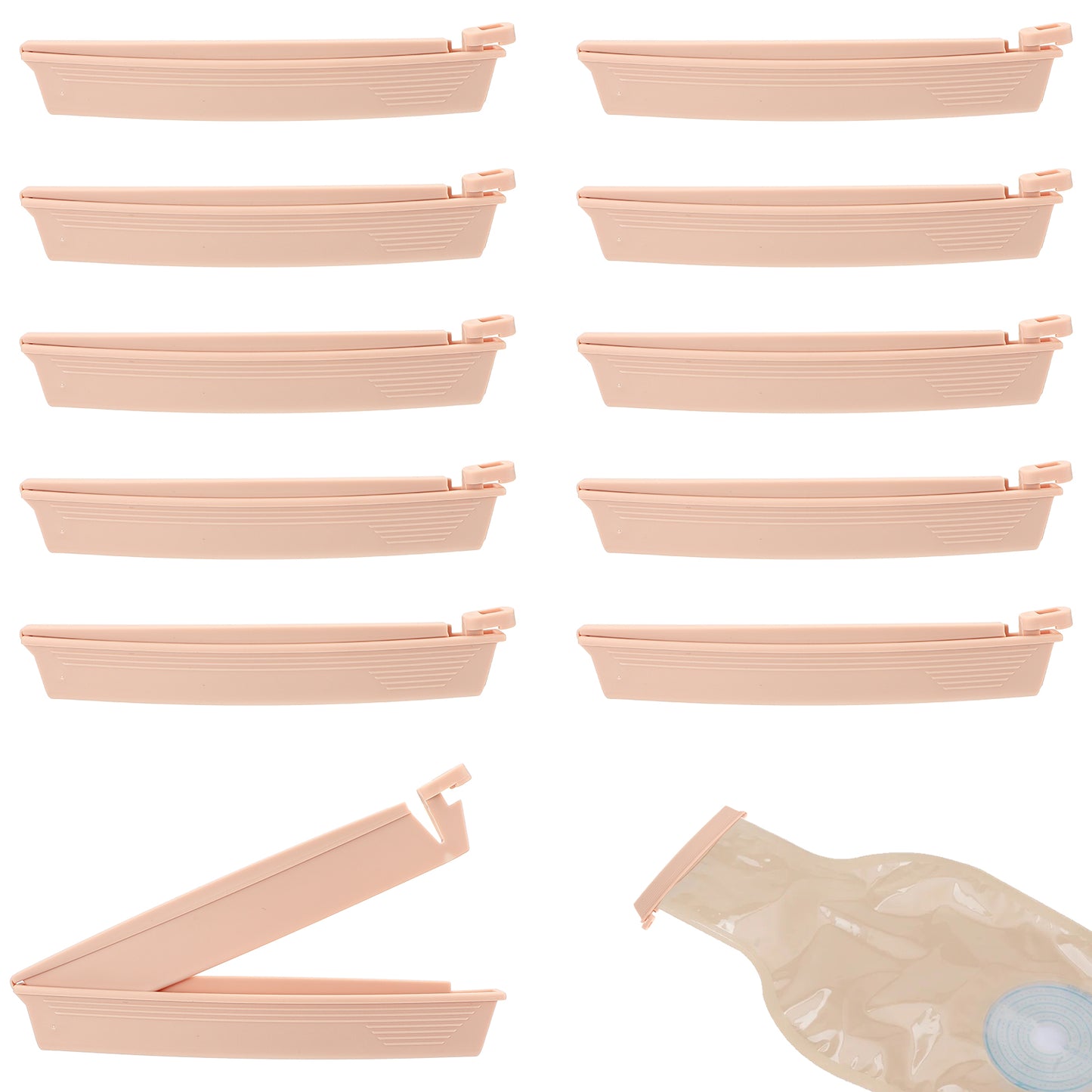 10Pcs Ostomy Bag Clips, Leak-Proof Drainable Pouch Clamps, Reusable Tail Closure Sealing Clip, Ostomy Bag Colostomy Supplies Fistula Accessories