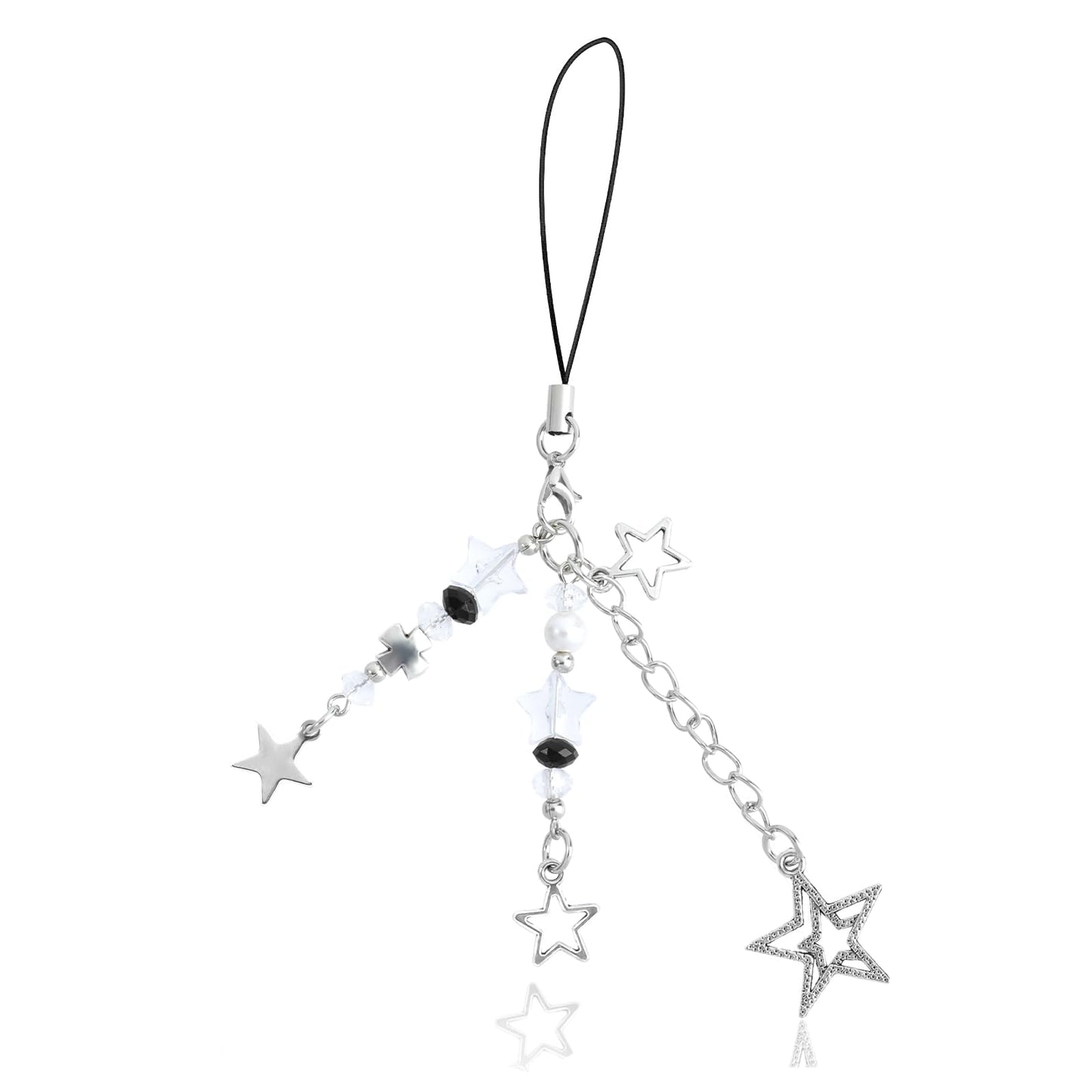 Lusofie Phone Charms Y2K Cute Star Phone Charm Keychain Aesthetic Beaded Phone String Accessories for Women Girls(15cm/5.9in)