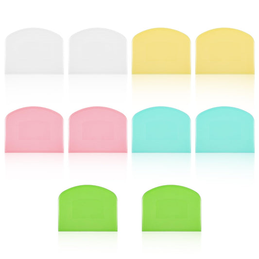 10Pcs Dough Scraper Bench Scraper Plastic Flexible Bowl Scraper 4.53x3.54In Angles Cake Scraper Cake Modeling Utensils Baking Supplies Scraper Tool Kitchen (White,Green,Yellow,Pink,Blue)