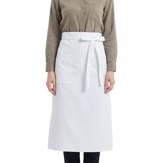 Fiyooau White Waist Apron - 28'' Long Half Apron with Large Pocket and Extra Long Tie - Lightweight Server Aprons for Men Women Adults Kitchen Cooking Halloween Cosplay Outfit