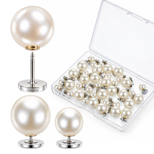 Ziuohaa 40 Set Pearl Buttons - No Sew Pearl pins for Clothes 10mm / 14 mm