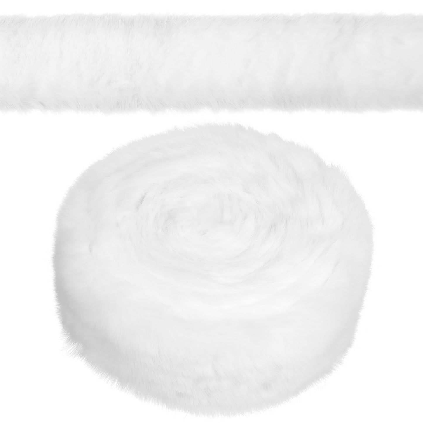 Lusofie White Fur Fabric Trim, White Faux Fur Strip Roll 3 Yards Fuzzy Long Fur Fake Craft Fur Christmas Tree Ribbon for Gnomes Beard Hair Cosplay Costume DIY Christmas Tree Decor(1.97inch x 3 Yards)
