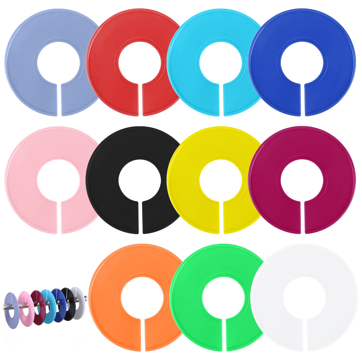 Tucnoeu 11pcs Closet Dividers,Clothes Dividers for Closets,Colourful Round Clothing Rack Dividers,Shelf Dividers for Closet Organization for Hanging Clothes Reusable Wardrobe Hanger Separator