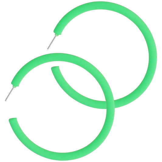 Acrylic Large Hoop Earrings 2.36 Inch Hoop Earrings 80s Earrings for Women Retro Neon Pink Earrings Colorful Big Hoop Statement Earring Hot Pink Lightweight Earrings for 80s Party Accessories(Green)