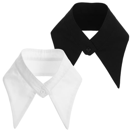 Fashion Detachable Collar for Women, 2 Pack Pointed Tip Fake Collar for Blouse Dress Sweater, Classic False Collar for Office & Daily Style （White/Black）