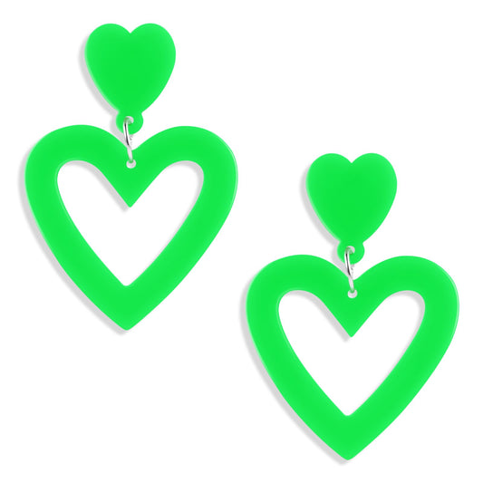 Acrylic Double Heart Valentines Earrings for Women Heart Statement Earring Love Heart Earrings Dangle for Valentine's Day Mother's Day Birthday Heart Shaped Earrings for Women Girl Jewelry Gifts