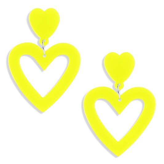 Acrylic Double Heart Valentines Earrings for Women Heart Statement Earring Love Heart Earrings Dangle for Valentine's Day Mother's Day Birthday Heart Shaped Earrings for Women Girl Jewelry Gifts