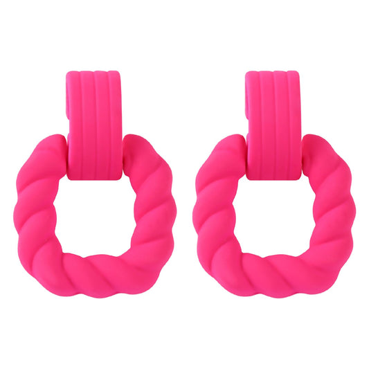Pink Acrylic Earrings for Women Neon Pink Rectangle Earrings Rose Red Twisted Geometric Statement Earrings Hot Pink Earrings for Women Cute Square Candy Earrings for Women Girls Gifts