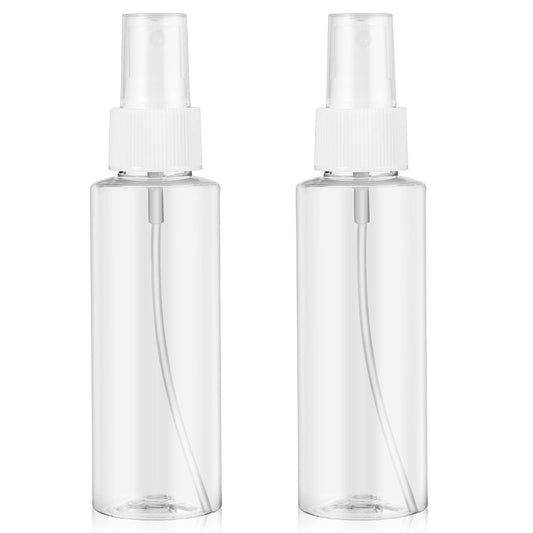 HaiFafafaing Travel Spray Bottles, TSA Approved, Transparent, Plastic, Pack of 2 Spray Bottles, Small, 100 ml, Atomiser Spray Bottle, Portable Plastic