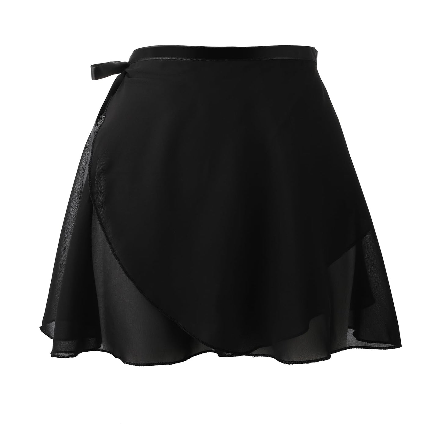 Lusofie Dance Skirts for Women with Elastic Ties Short Ballet Skirt Sheer Chiffon Adjustable Women's Ballet Wrap Skirt Adult Dance Skirts for Girls(Black)