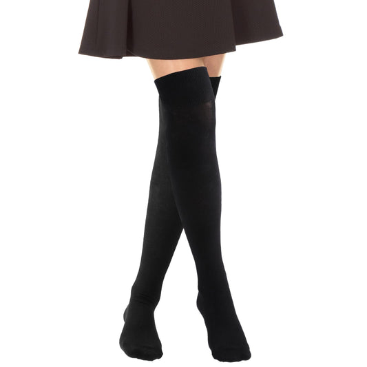 DIVINA VITAE Black Knee High Socks for Women Over The Knee Socks Cotton Long Tube Stockings Extra Long Thigh High Socks Women Compression Socks Winter Leg Warmer High Socks Casual for Daily Wear