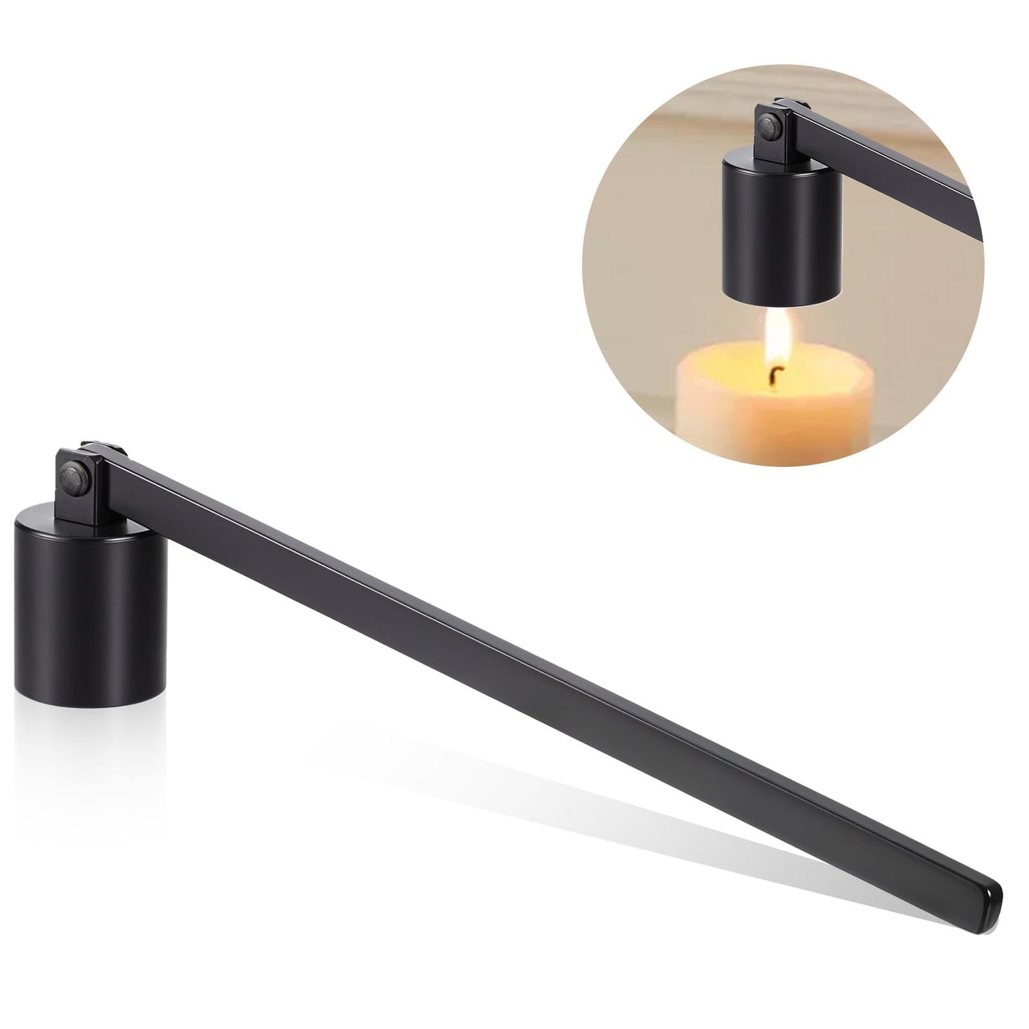 HaiFafafaing Black Candle Snuffer, Stainless Steel Candle Extinguisher with Long Handle, Safely Putting Out Candles Flame, Vintage Candles Tools for Christmas Party Home Gatherings, 6.3in