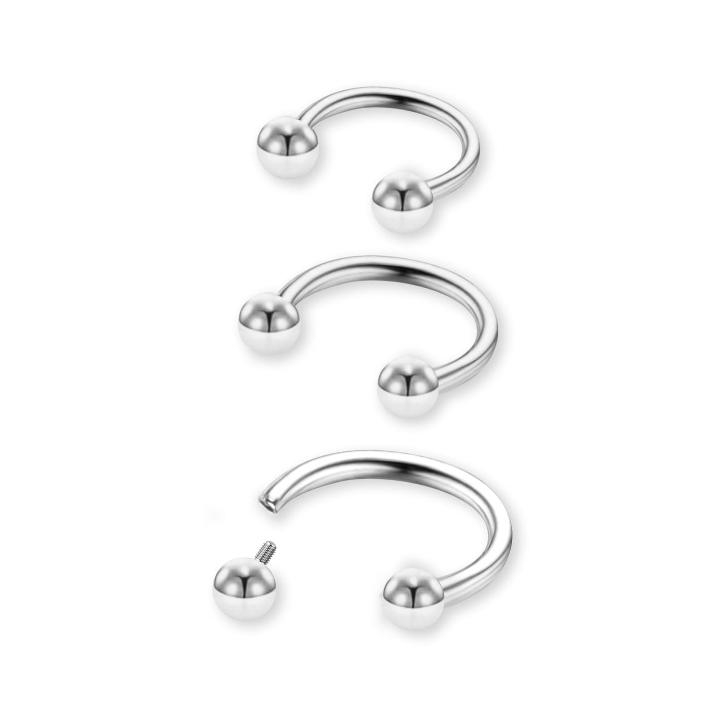 Telooco Horseshoe Septum Rings 16G Septum Piercing Rings Surgical Steel G23 Titanium Nose Rings 3Pcs Nose Ear Piercing Jewelry with Circular Barbell Spikes Lip Nipple Cartilage Earring for Women Men