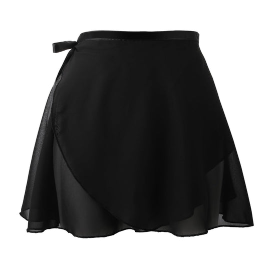 Lusofie Ballet Skirt Adjustable Waist Tie Chiffon Skirt Wrap Dance Skirt Breathable Ballet Skirt Women(Black)