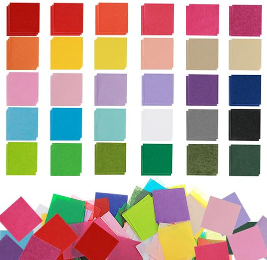 DIVINA VAE 3000PCS 2Inches Colored Tissue Paper Squares, 30 Assorted Colors for Crafts, Birthday Party Festiva Arts DIY Paper Projects