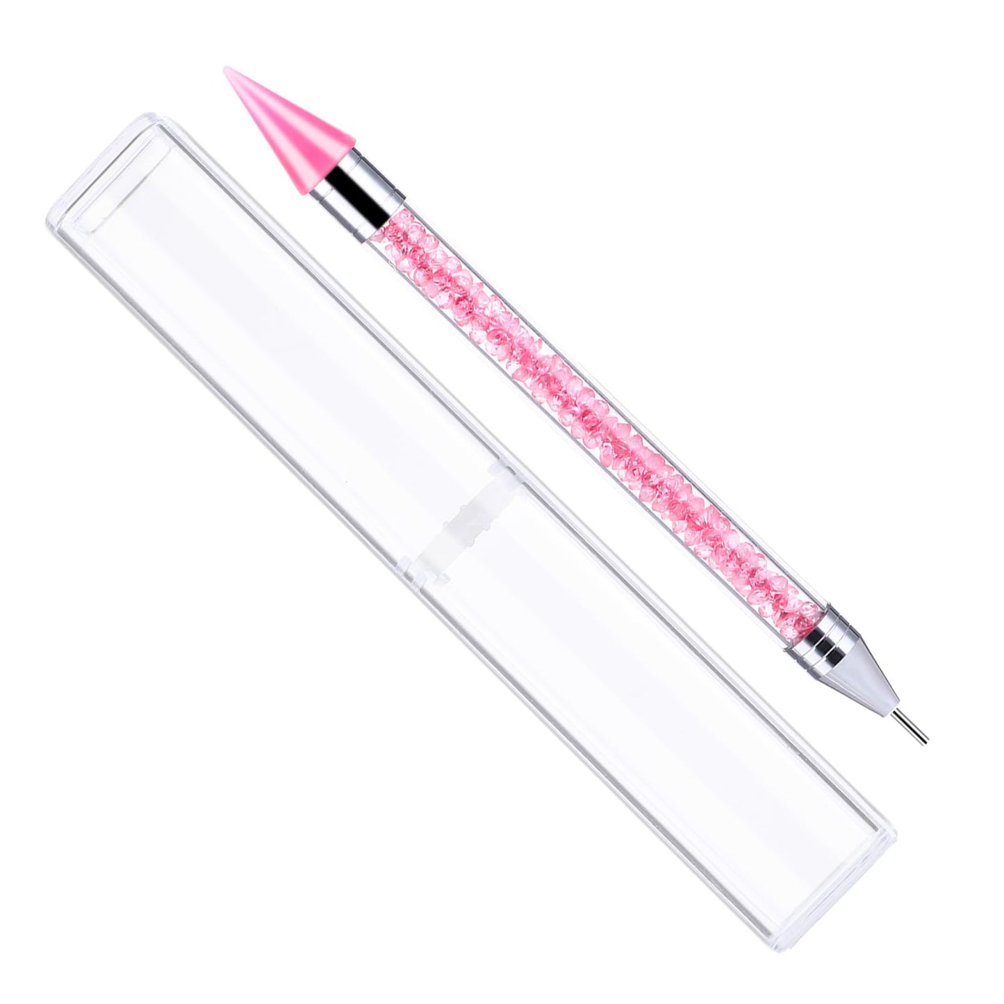 Rhinestone Picker Dotting Pen Diamond Art Pen Dual-ended Wax Pencil Rhinestone Applicator for Nail Art Gem Pick Up Tool with Storage Case(Pink)