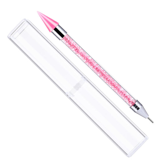 Rhinestone Picker Dotting Pen Diamond Art Pen Dual-ended Wax Pencil Rhinestone Applicator for Nail Art Gem Pick Up Tool with Storage Case(Pink)