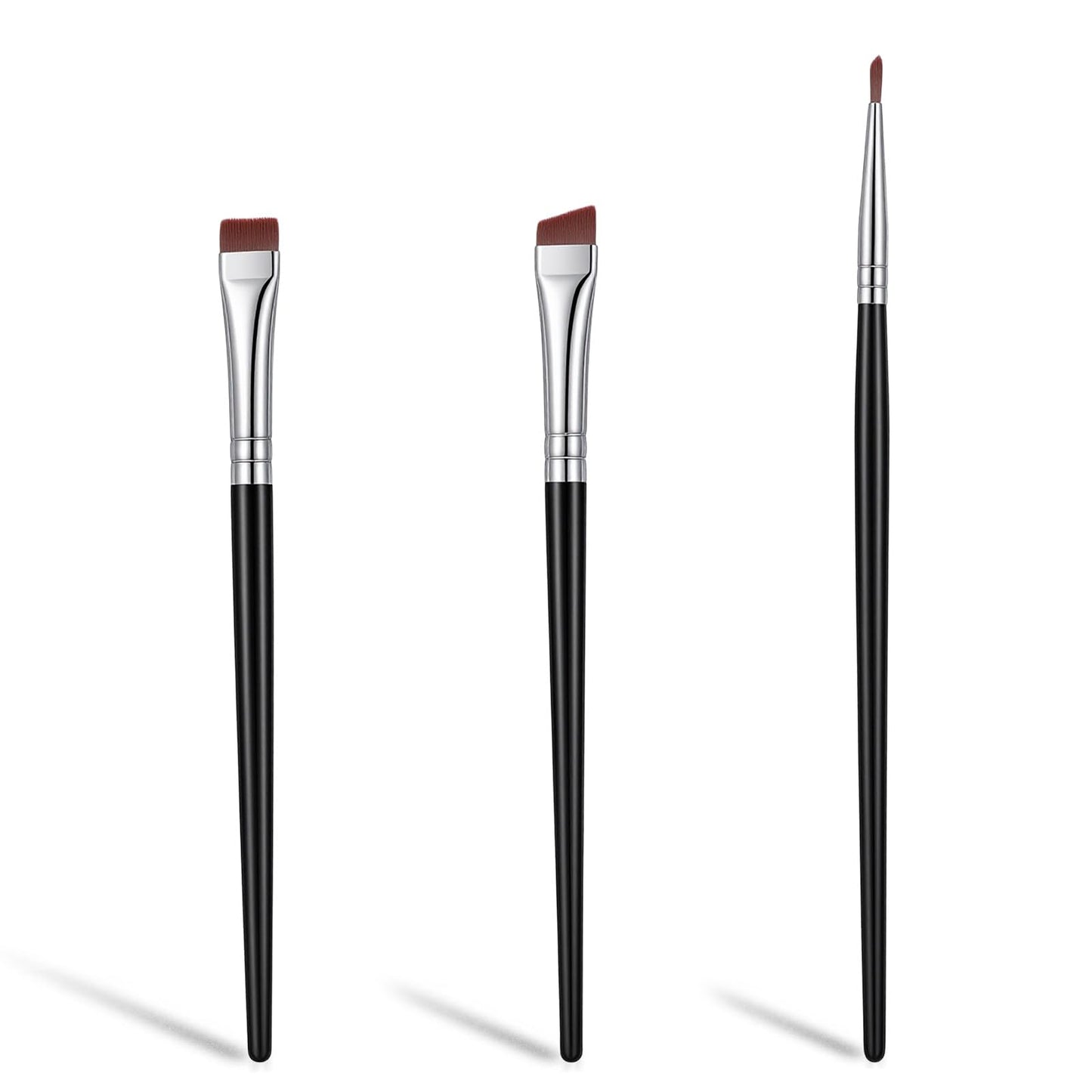 3 Pcs Eyeliner Brush Set, Ultra Thin Angled Flat Fine Point Eyeliner Brush Precision Makeup Brushes Synthetic Bristles Eye Makeup Tool