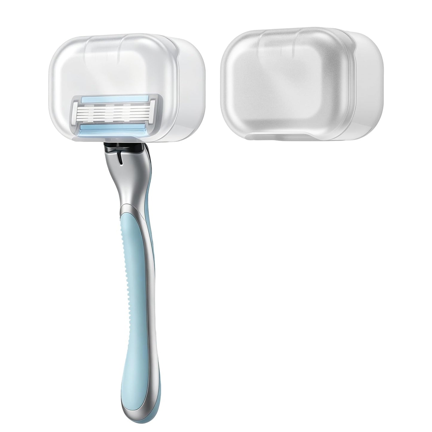 2Pcs Adhesive Razor Holder for Shower Wall with Auto-Closing Dust Cover