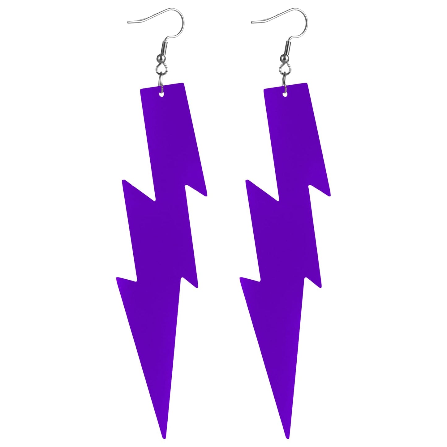Multicolor 80s Earrings for Women Acrylic Lightning Bolt Earrings Retro Exaggerated Party Earrings Flash Lightning Bolt Dangle Earring Halloween Jewelry 80's Outfit Party Accessories for Teens Adults