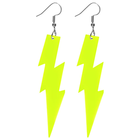 Multicolor 80s Earrings for Women Acrylic Lightning Bolt Earrings Retro Exaggerated Party Earrings Flash Lightning Bolt Dangle Earring Halloween Jewelry 80's Outfit Party Accessories for Teens Adults