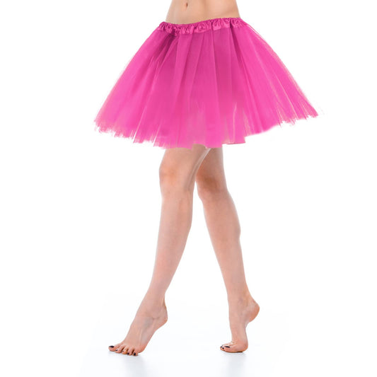 Women's Tulle Skirt Teen Adult Classic Elastic 3 Layered Tulle Tutu Skirt for Dress-up Parties Dancing for Women and Teens(Rose Red)