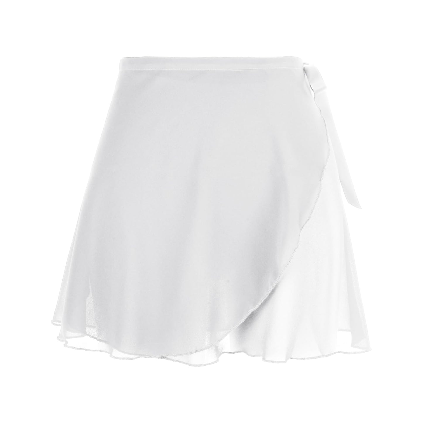 Women Ballet Wrap Skirt Chiffon Dance Wrap Skirt with Adjustable Waist Tie Gymnastics Ballet Skirts for Women (White)