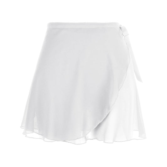 Women Ballet Wrap Skirt Chiffon Dance Wrap Skirt with Adjustable Waist Tie Gymnastics Ballet Skirts for Women (White)