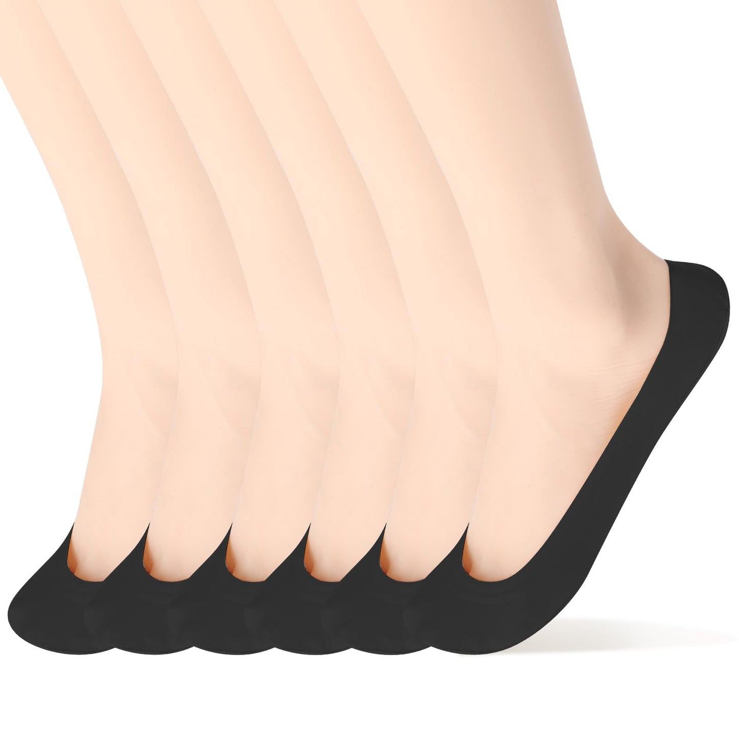 Lusofie 6Pairs No Show Socks Non Slip Flat Socks Ultra Low Cut Liner Invisible Socks for Women Girls Size 5-12 Footies(Black)