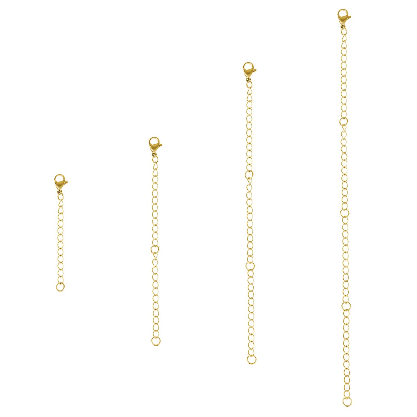 Lusofie 4Pcs Gold Necklace Extender Stainless Steel Necklace Extender Chain Gold Lobster Clasp Extender Chain Extenders for Necklaces Jewelry Making 2/4/6/8 Inches