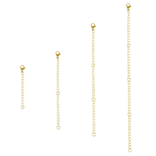 Lusofie 4Pcs Gold Necklace Extender Stainless Steel Necklace Extender Chain Gold Lobster Clasp Extender Chain Extenders for Necklaces Jewelry Making 2/4/6/8 Inches