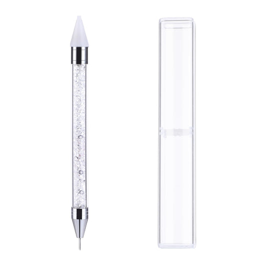 Rhinestone Picker Dotting Pen Diamond Art Pen Dual-ended Wax Pencil Rhinestone Applicator for Nail Art Gem Pick Up Tool with Storage Case(White)