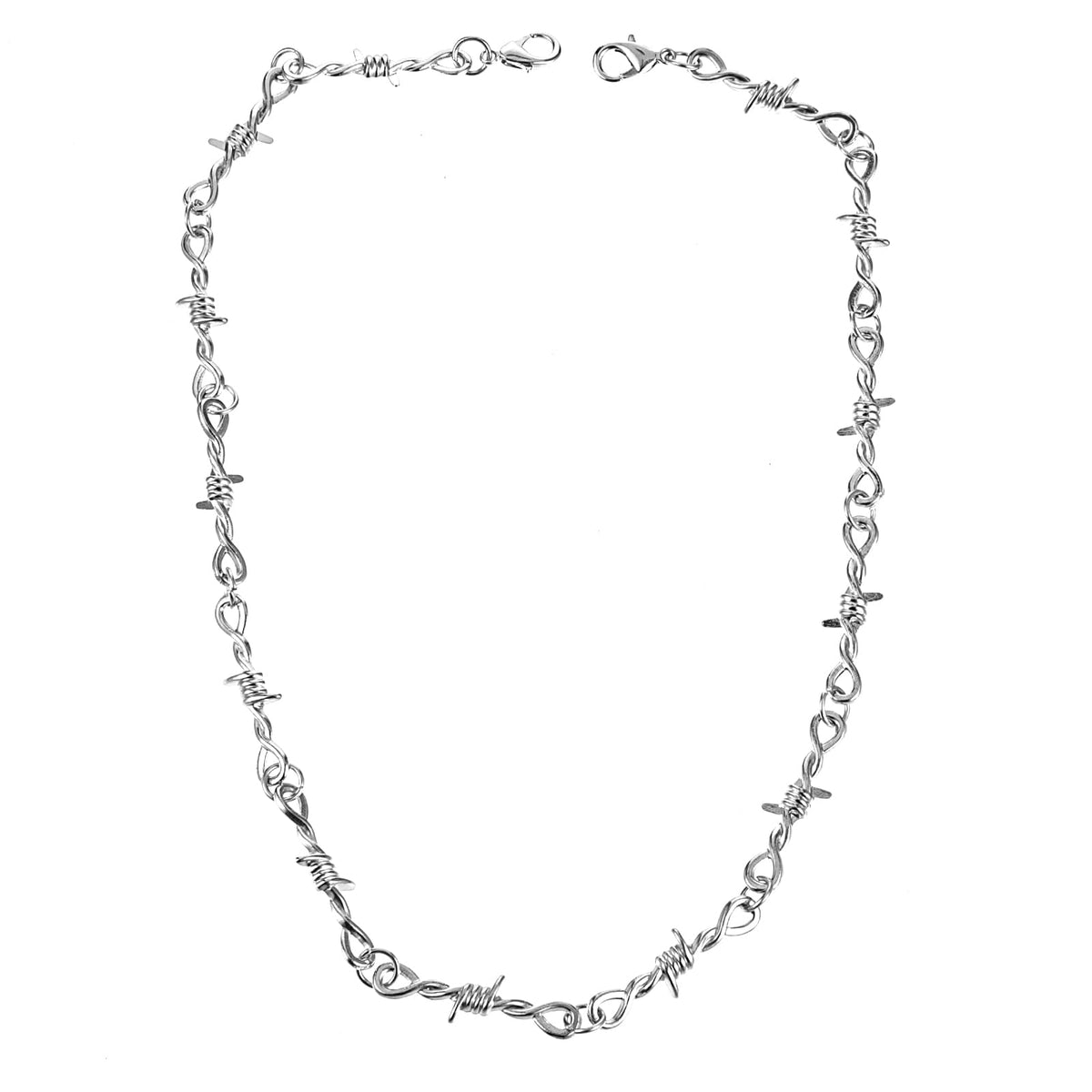 Yolev Silver Barbed Wire Necklace, Gothic Necklace,Metal Barbwire Necklaces