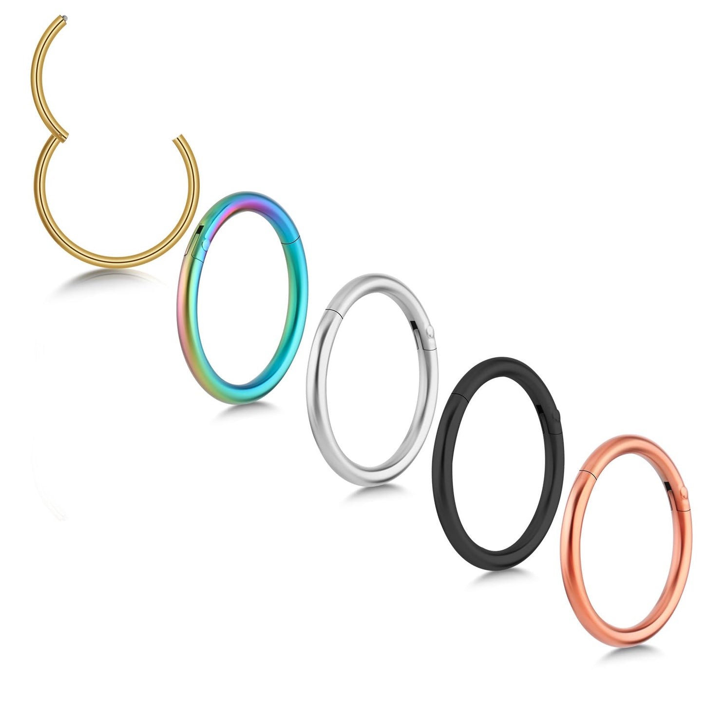 Tucnoeu 5 Pcs 316L Surgical Steel Septum Rings Nose Rings Hoops for Women
