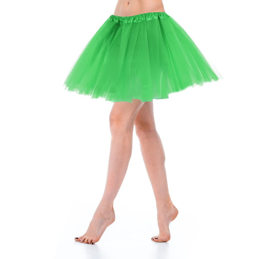 Women's Tulle Skirt Teen Adult Classic Elastic 3 Layered Tulle Tutu Skirt for Dress-up Parties Dancing for Women and Teens Grass Green