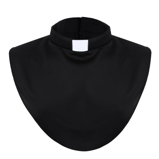 Professional Clergy Collar - Black Clergy Shirt Collars with Removable White Tab Insert, 1-Piece Unisex Detachable Priest Collar Minister Costume Accessory for Formal Wear & Role Play
