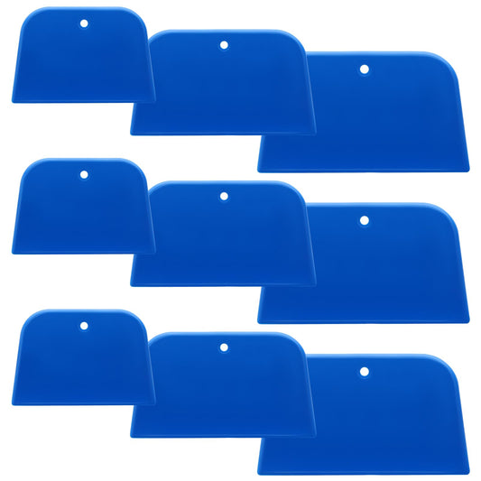 9 Pcs Automotive Body Filler Spreader Hard Plastic Spreader 4, 5, 6 Inch Body Filler Mixing Board Reusable Auto Body Filler Spreader for Applying Fillers, Putties, Glazes, Caulks and Paint (Blue)