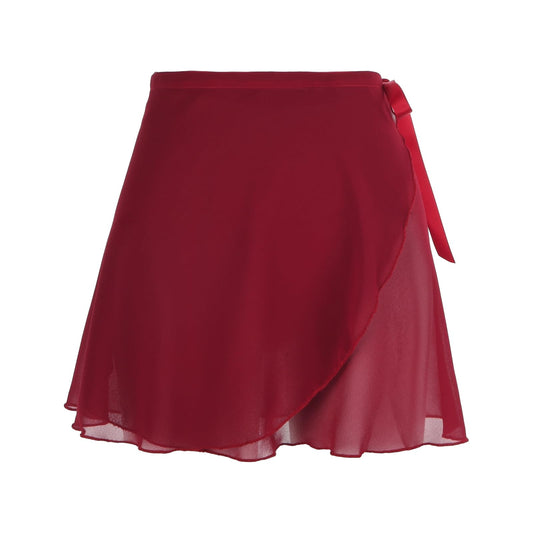 Women Ballet Wrap Skirt Chiffon Dance Wrap Skirt with Adjustable Waist Tie Gymnastics Ballet Skirts for Women (Red)