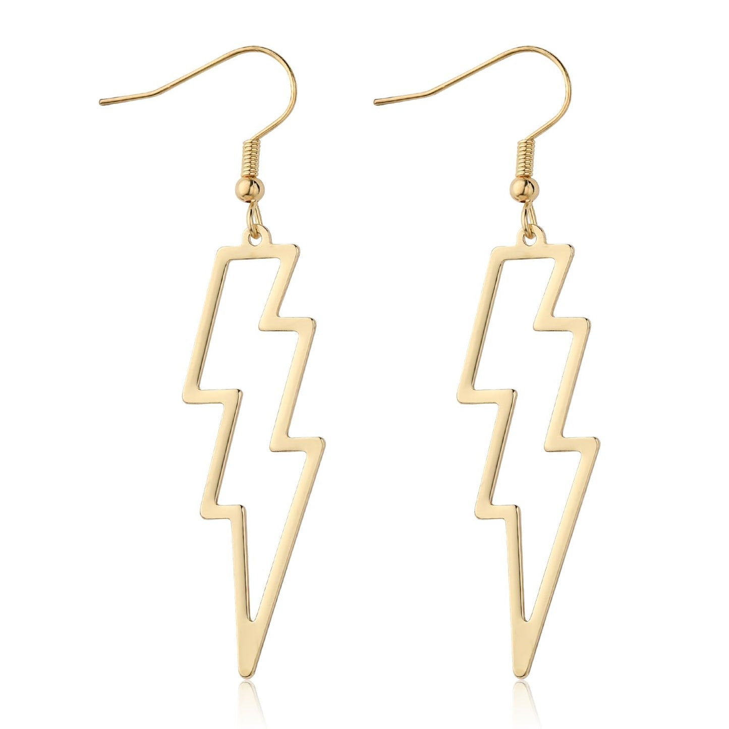 Lusofie Lightning Bolt Earrings Gold Lightning Earrings 80s Punk Flash Thunder Hook Earrings Dangle Earrings for 80's Party