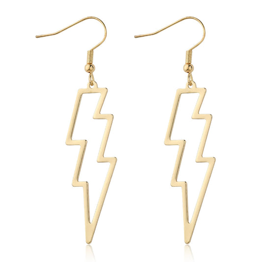 Lusofie Lightning Bolt Earrings Gold Lightning Earrings 80s Punk Flash Thunder Hook Earrings Dangle Earrings for 80's Party