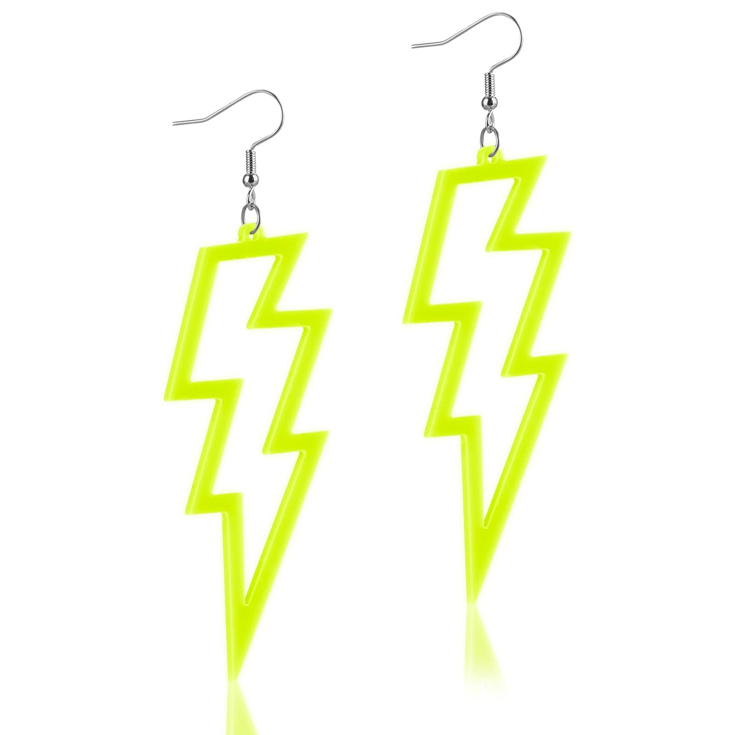 Telooco 80s Earrings for Women Neon Acrylic Earrings Lightning Boltt Earrings for Women Girls 80s Theme Party Costume(Yellow)