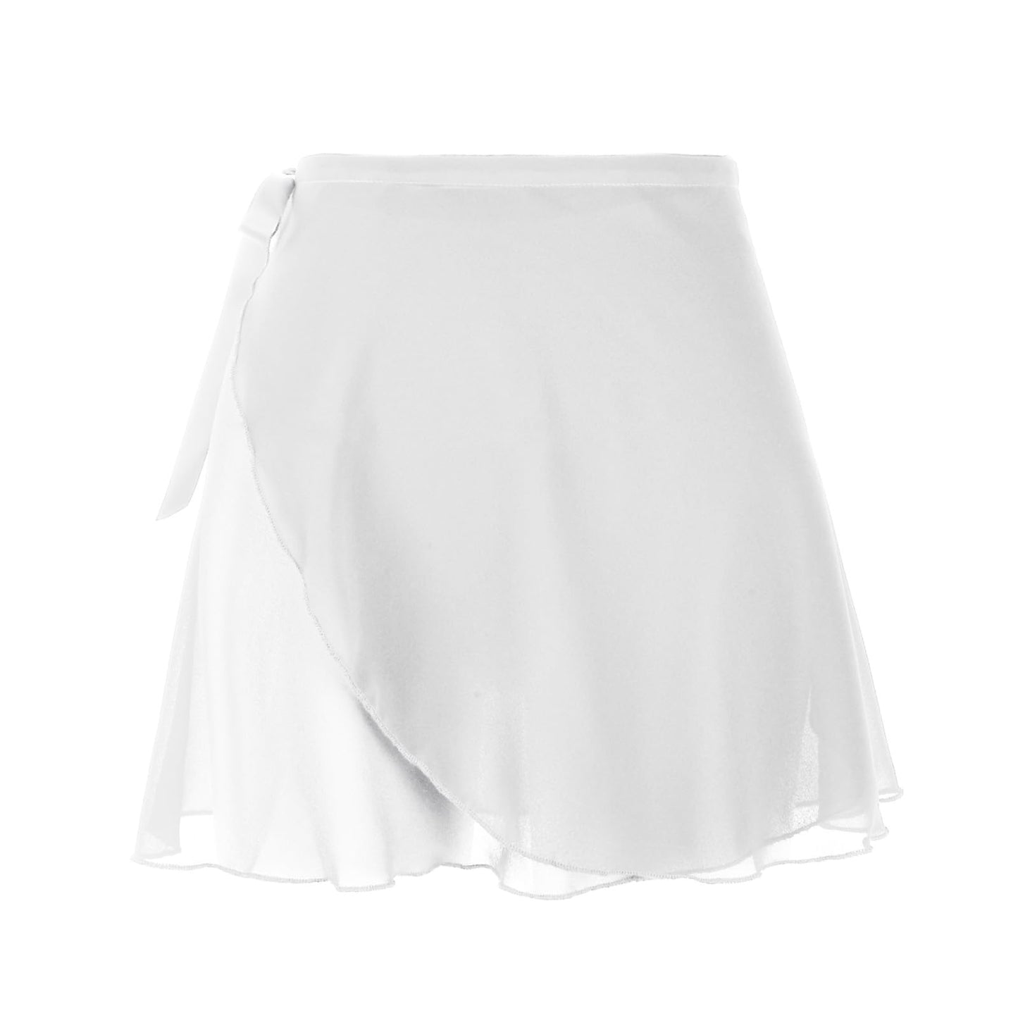 Lusofie Dance Skirts for Women with Elastic Ties Short Ballet Skirt Sheer Chiffon Adjustable Women's Ballet Wrap Skirt Adult Dance Skirts for Girls(White)