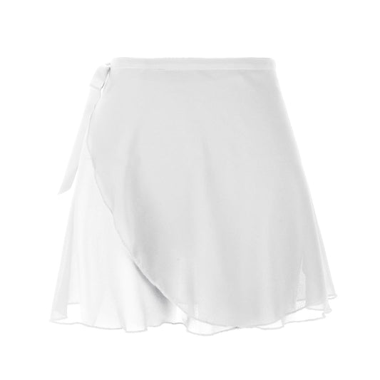 Lusofie Dance Skirts for Women with Elastic Ties Short Ballet Skirt Sheer Chiffon Adjustable Women's Ballet Wrap Skirt Adult Dance Skirts for Girls(White)