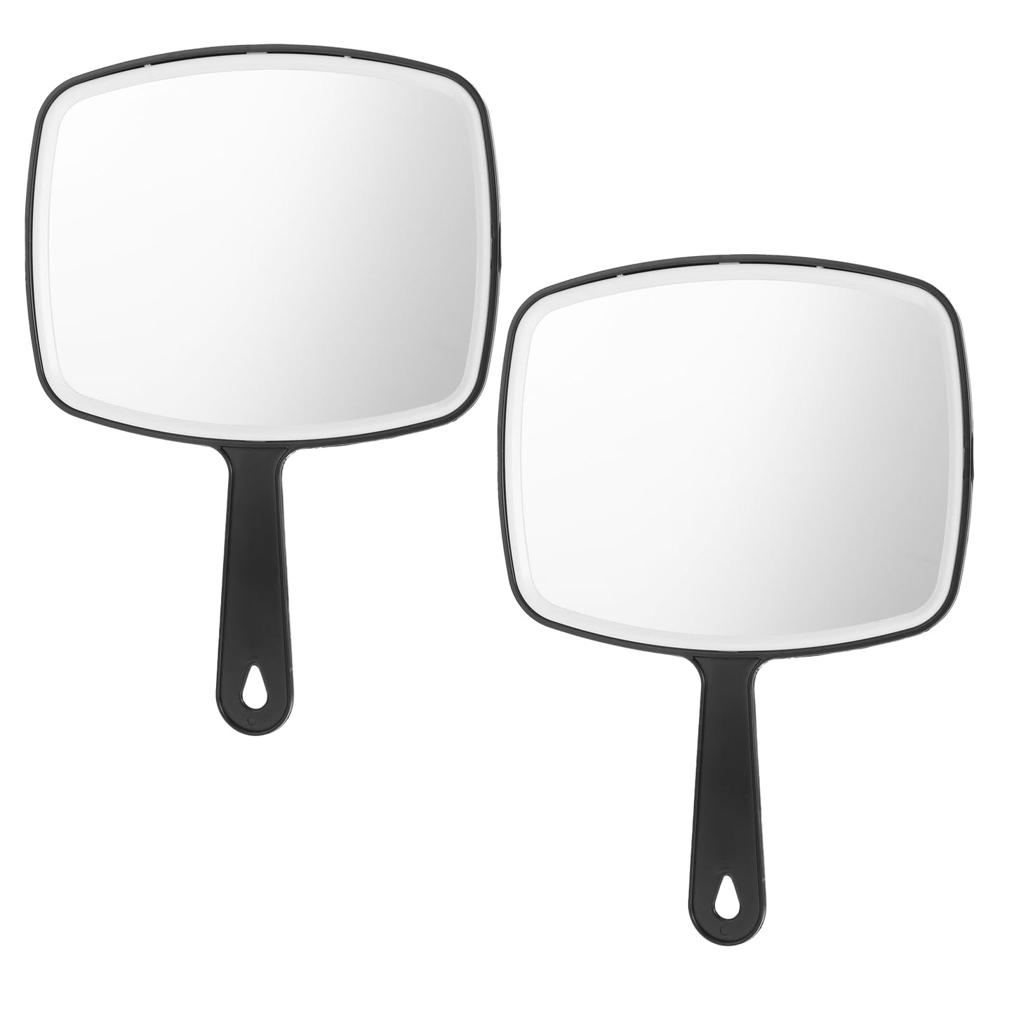 Telooco 2Pcs Large Hand Mirror Black Handheld Mirror with Handle Makeup Mirror 7" W x 10" L Hand Held Mirror for Barber Hairdressing Salon Travel Portable