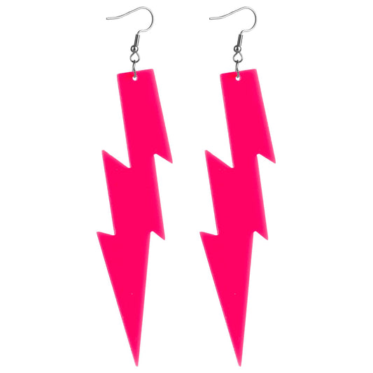 Multicolor 80s Earrings for Women Acrylic Lightning Bolt Earrings Retro Exaggerated Party Earrings Flash Lightning Bolt Dangle Earring Halloween Jewelry 80's Outfit Party Accessories for Teens Adults